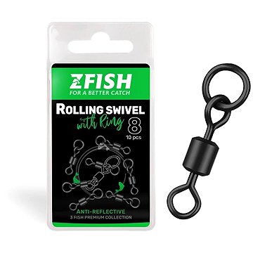 

Zfish Obratlík Rolling Swivel with Ring Black Matt Velikost 8, 26 kg 2 × 10 ks