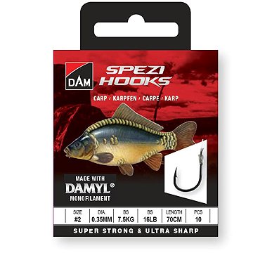

DAM Spezi Carp 2 × Velikost 4 0,30 mm 5,4 kg 12 lb 70 cm 10 ks