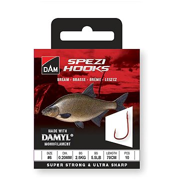 

DAM Spezi Bream 2 × Velikost 6 0,20 mm 2,5 kg 5,5 lb 70 cm 10 ks