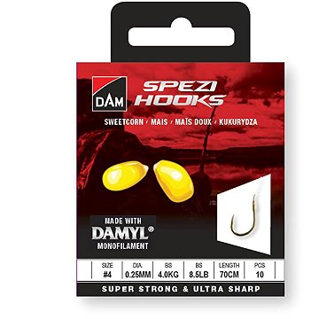 

DAM Spezi Sweetcorn 2 × Velikost 10 0,18 mm 2 kg 4,5 lb 70 cm 10 ks