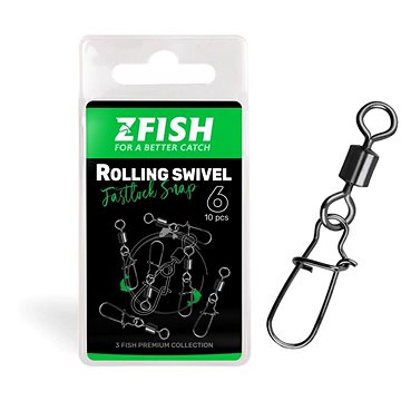 

Zfish Rolling Swivel & Fastlock Snap, velikost 8, 10 ks