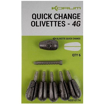 

KORUM Rychlovýměnná zátěž Quick Change Olivettes 4 g 6 ks