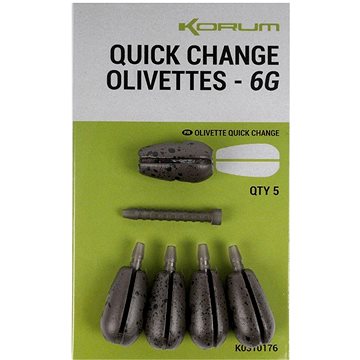 

KORUM Rychlovýměnná zátěž Quick Change Olivettes 6 g 5 ks