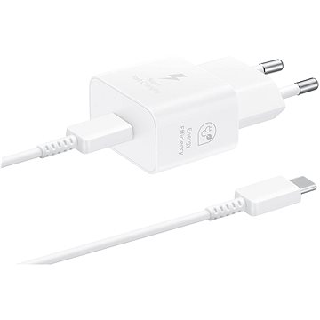 

Samsung cestovní nabíječka USB-C 25W + USB-C datový kabel White (Bulk)
