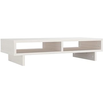 SHUMEE Stojan na monitor bílý 60 × 27 × 14 cm masivní borové dřevo