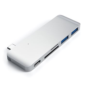 Satechi Aluminium Type-C Passthrough USB Hub (3x USB 3.0,MicroSD) - Silver - Replikátor portů