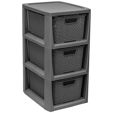 

Branq Komoda Rattan - 3 košíky antracit