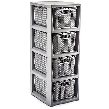 

Branq Komoda Rattan - 4 košíky antracit