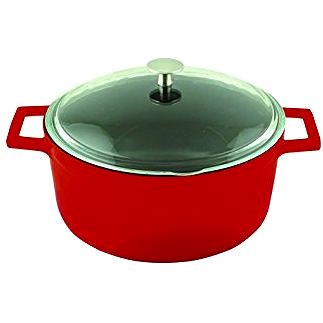 

LAVA METAL Litinový hrnec kulatý 20cm se skleněnou poklicí - červený
