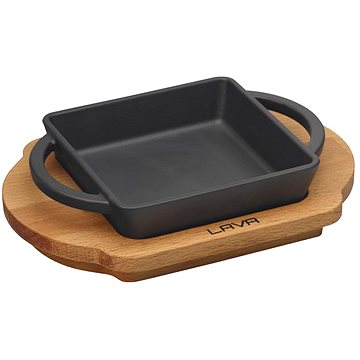 

LAVA METAL Litinová miska s dřevěným podstavcem 12x12 cm
