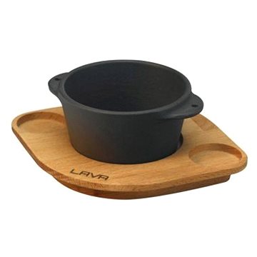 

LAVA METAL Litinová miska na souffle 8 cm s dřevěným podstavcem