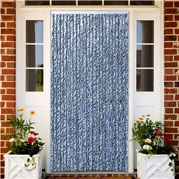 

Závěs proti hmyzu modrý, bílý a stříbrný 100×220 cm Chenille 284275