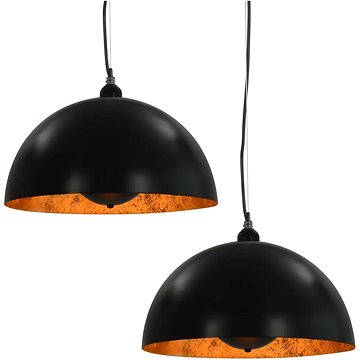 

Stropní svítidla 2 ks černo-zlatá polokulová 40 cm E27