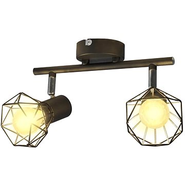

Černý industriální rám se 2 bodovými LED žárovkami, drátěná stínítka