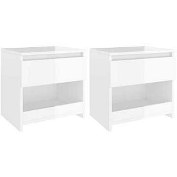 

Noční stolky 2 ks bílé s vysokým leskem 40x30x39 cm dřevotříska