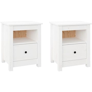 

Noční stolky 2 ks bílé 40 × 35 × 49 cm masivní borové dřevo
