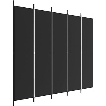 

5dílný paraván černý 250×220 cm textil