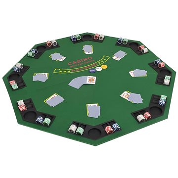 

Skládací pokerová deska na stůl 2dílná osmiúhelníková zelená
