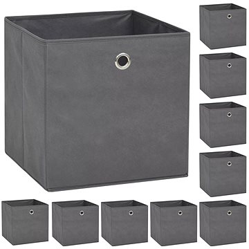 

Úložné boxy 10 ks netkaná textilie 32 x 32 x 32 cm šedé