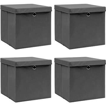 

Úložné boxy s víky 4 ks šedé 32 x 32 x 32 cm textil