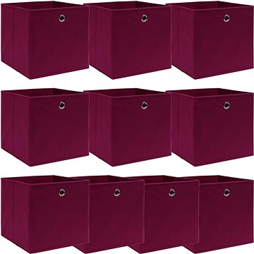 

Úložné boxy 10 ks tmavě červené 32 x 32 x 32 cm textil
