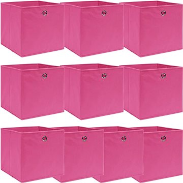 

Úložné boxy 10 ks růžové 32 x 32 x 32 cm textil
