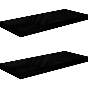 

Shumee plovoucí nástěnné 2 ks černé vysoký lesk 60×23,5×3,8 cm, 323770