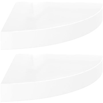 

Shumee plovoucí rohové 2 ks bílé vysoký lesk 25×25×3,8 cm MDF, 323887