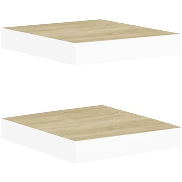 

Shumee plovoucí nástěnné 2 ks dub a bílé 23×23,5×3,8 cm MDF, 326568
