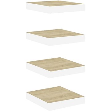 

Shumee plovoucí nástěnné 4 ks dub a bílé 23×23,5×3,8 cm MDF, 326569