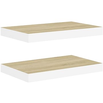 

Shumee plovoucí nástěnné 2 ks dub a bílé 40×23×3,8 cm MDF, 326571