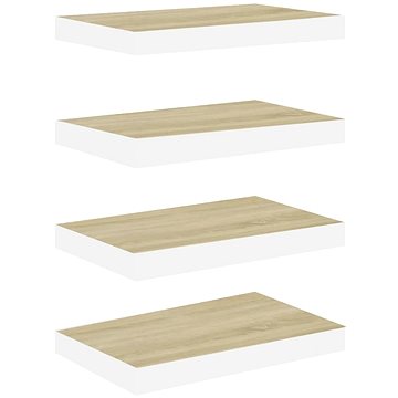 

Shumee plovoucí nástěnné 4 ks dub a bílé 50×23×3,8 cm MDF, 326575