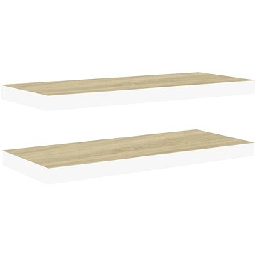 

Shumee plovoucí nástěnné 2 ks dub a bílé 60×23,5×3,8 cm MDF, 326577