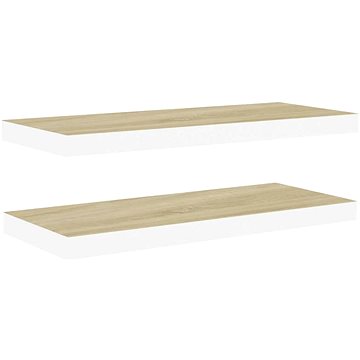 

Shumee plovoucí nástěnné 2 ks dub a bílé 80×23,5×3,8 cm MDF, 326580