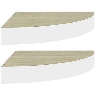 

Shumee Nástěnné rohové 2 ks dub a bílé 25×25×3,8 cm MDF, 326631