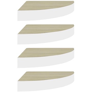 

Shumee Nástěnné rohové 4 ks dub a bílé 25×25×3,8 cm MDF, 326632