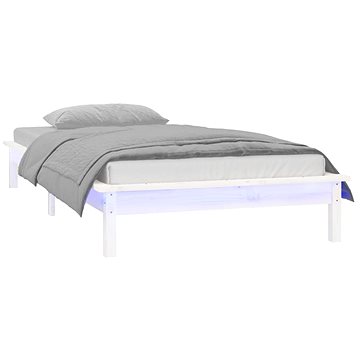 

Rám postele s LED světlem bílý 100 × 200 cm masivní dřevo, 820597