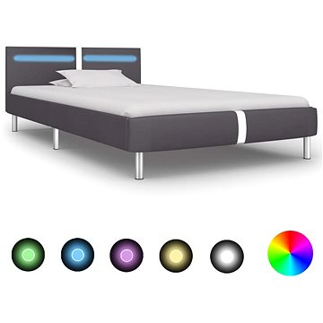 

Rám postele s LED šedý umělá kůže 90x200 cm