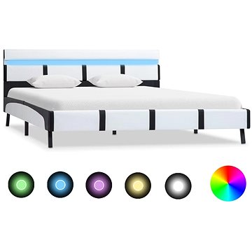 

Shumee s LED světlem bílý umělá kůže 140×200 cm, 280299