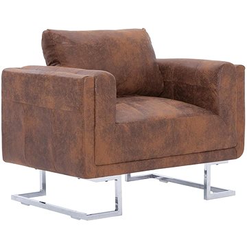 

SHUMEE relaxační křeslo taupe umělá broušená kůže, 341324