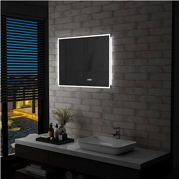 

Koupelnové LED zrcadlo dotykový senzor zobrazení času 80x60 cm