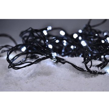 

LED venkovní vánoční řetěz, 50 LED, 5m, přívod 3m, 8 funkcí, časovač, IP44, studená bílá