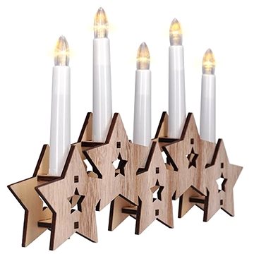 

LED dřevěný svícen, 5x LED, přírodní dřevo, 2x AA