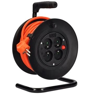 

Solight prodlužovací přívod na bubnu, 4 zásuvky, 15m, oranžový kabel, 3x 1,5mm2