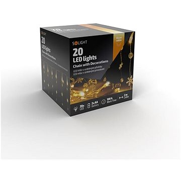 

Solight LED řetěz s ozdobnými přívěšky 20LED, 2m, 2x AA