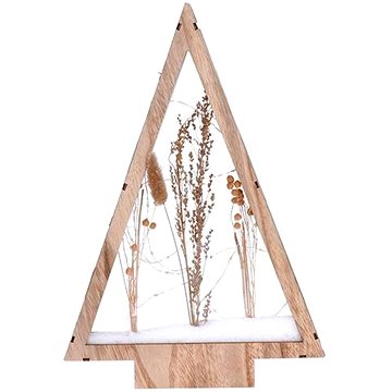 

Solight LED dřevěná vánoční dekorace, zasněžené zimní květiny, 37cm, 2x AA
