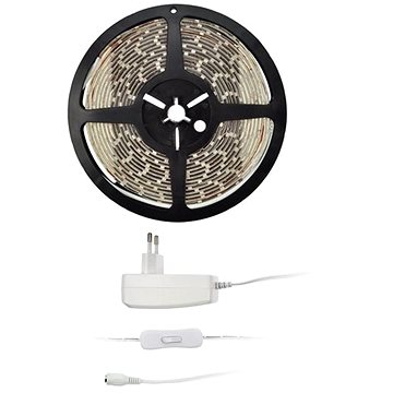

Solight LED světelný pás s testrem, 5m, sada s 12V adaptérem, 4,8W/m, IP65, teplá bílá