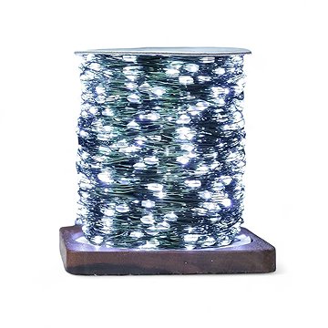 

senzanakupy Venkovní mikro řetěz 50 m 500LED, 8 programů, zelený kabel, studená bílá