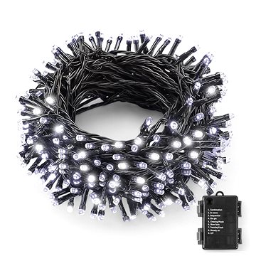 

Venkovní vánoční řetěz 10 m 100 LED na baterie, studená bílá