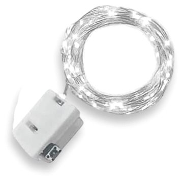 

Mini řetěz 2 m 20 led na baterie, 3 programy - studená bílá